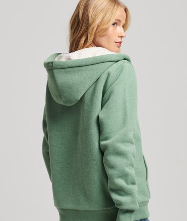 Sweat à capuche zippé et doublé en peau lainée Image 2