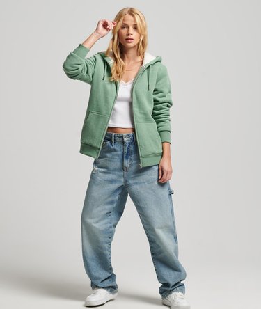 Sweat à capuche zippé et doublé en peau lainée Image 6