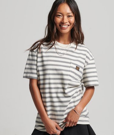 Gestreiftes Workwear-T-Shirt in Übergröße Image 1
