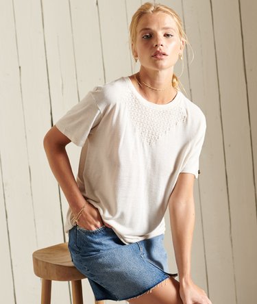 Chevron Short Sleeved Lace Jersey Top Image 4