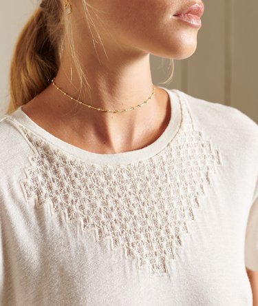 Chevron Short Sleeved Lace Jersey Top Image 5