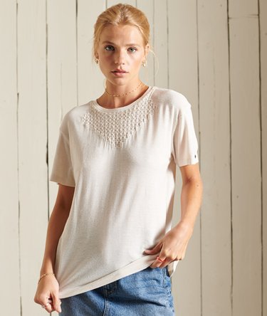 Chevron Short Sleeved Lace Jersey Top Image 1