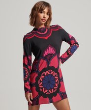 Lang&auml;rmeliges Minikleid mit Print