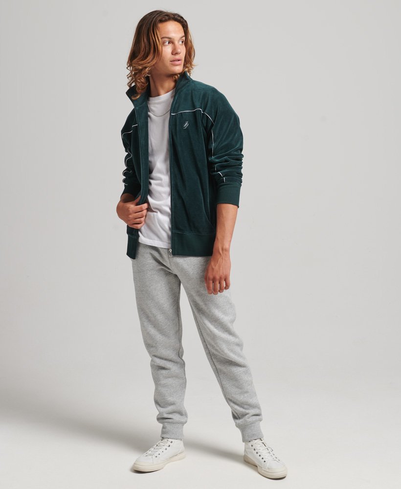 mens Velour Track Top in Zinc Blue | Superdry CA-EN