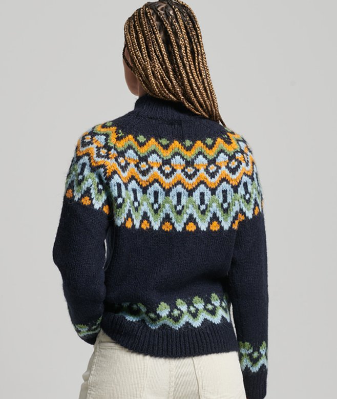 Pull ample à motif jacquardbleu marine mix jacquard pour Femme