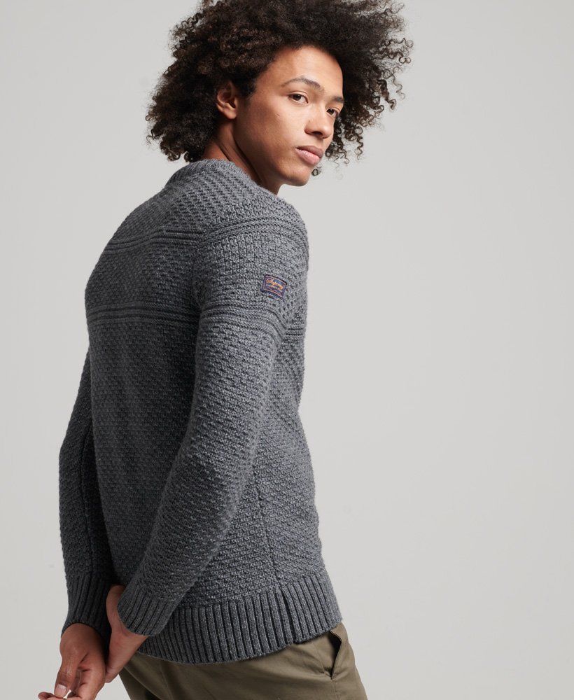 mens Jacob Cable Crew Jumper in Zinc Marl | Superdry US