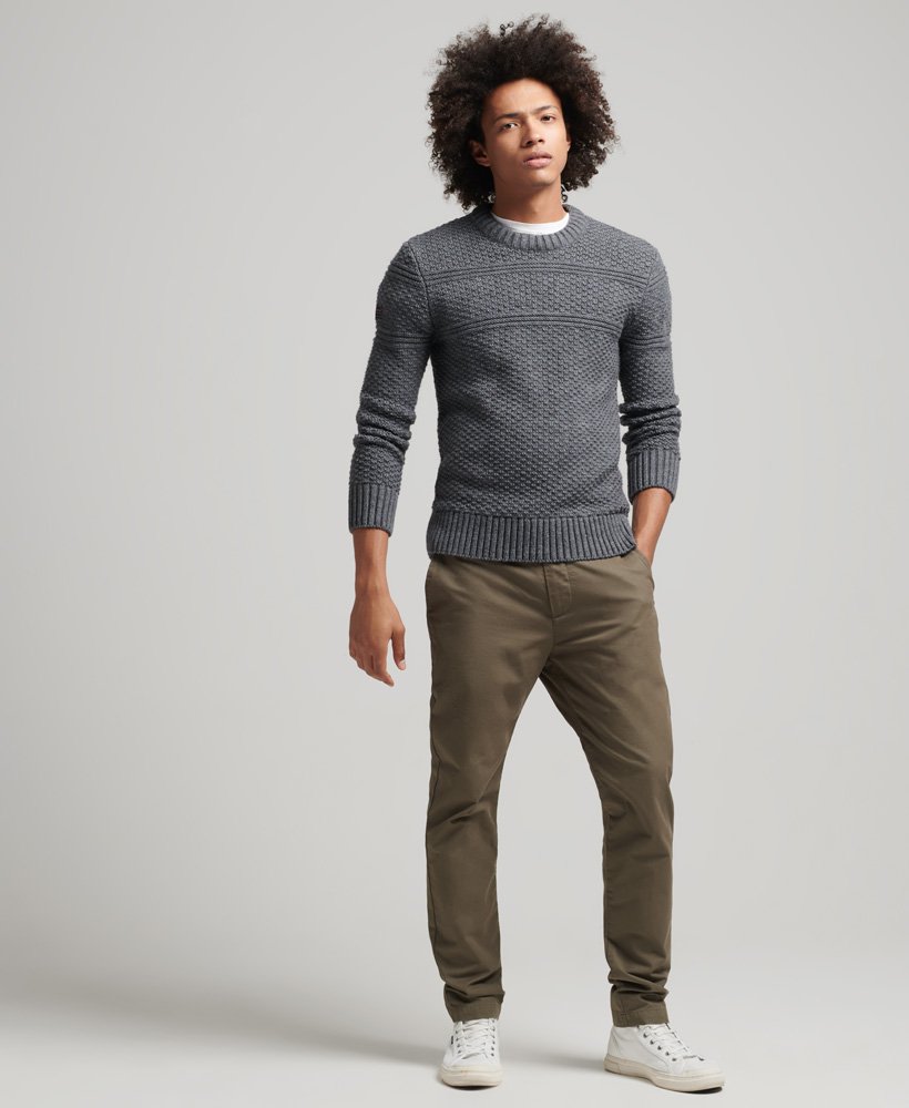 mens Jacob Cable Crew Jumper in Zinc Marl | Superdry US