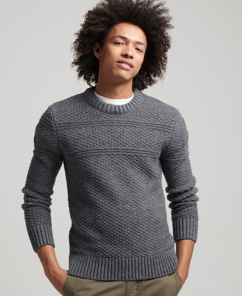 2. 8yards Men’s CBBOA CrewNeck mens Jacob Cable Crew Jumper in Zinc Marl | Superdry US