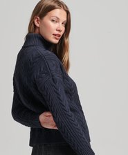 Drop Shoulder Cable Roll Neck Jumper