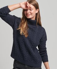 Drop Shoulder Cable Roll Neck Jumper