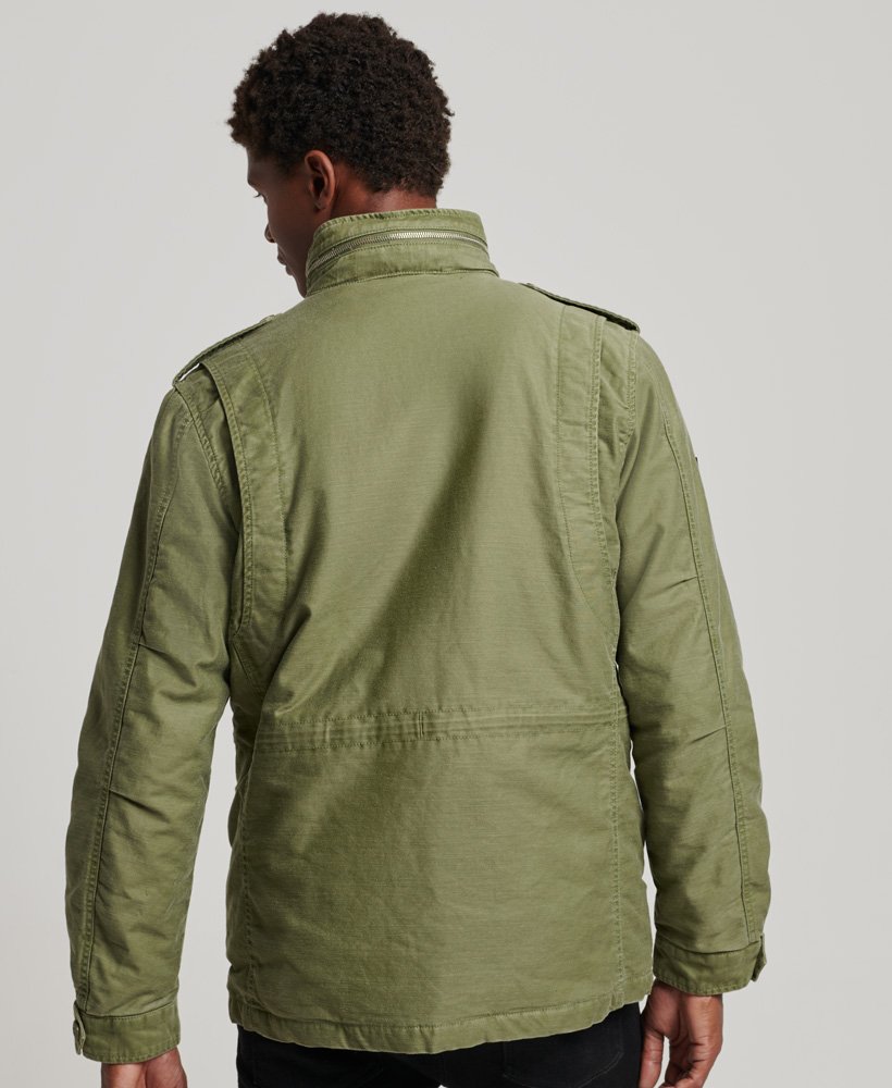 mens Military M65 Field Borg Lined Jacket in Vintage Khaki
