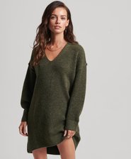 Knitted V Neck Jumper Dress