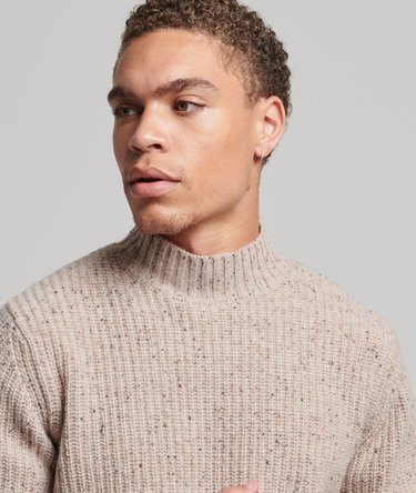 Maglione con collo a lupetto in misto lana e tweed Image 3