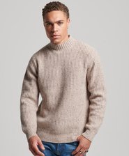 Wool Blend Tweed Mock Neck Jumper
