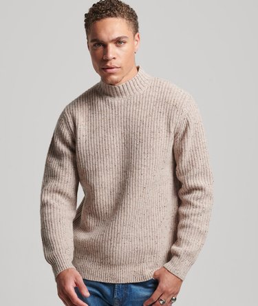 Maglione con collo a lupetto in misto lana e tweed Image 1