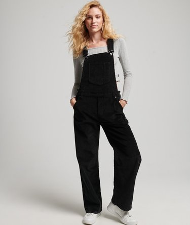 Salopette Femme En Velours Côtelé Décontracté - Coupe Large, Bretelles Réglables, Poches Latérales, Pour Automne