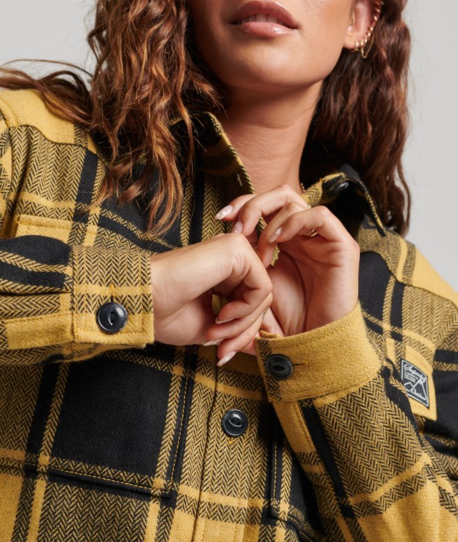 Mujer Sobrecamisa a cuadros de franela y borreguillo en cuadros