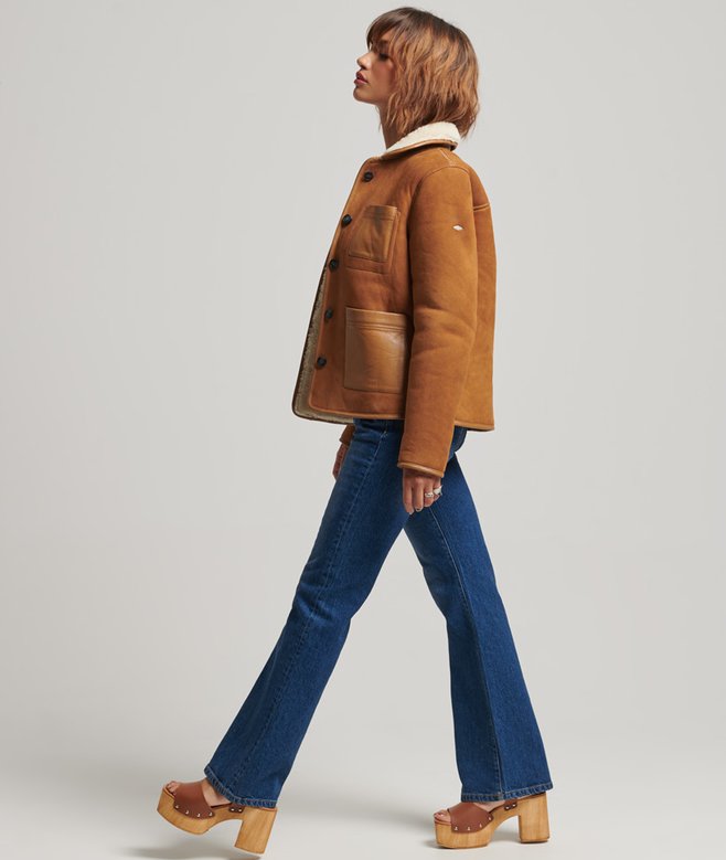 Veste En Peau De Mouton (shearling) Canterbury - Taille M Homme - Doublure Laine - Occasion Très Bon état