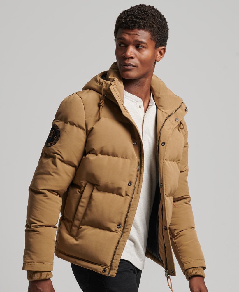 mens Everest Hooded Puffer Jacket in SANDSTONE | Superdry CA-EN