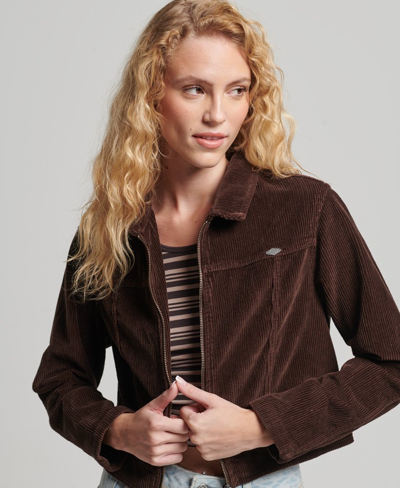 ジャケット・アウター 80-'s usa Corduroy Short Jacket Brown womens Cropped Cord Jacket in Chocolate Brown | Superdry US