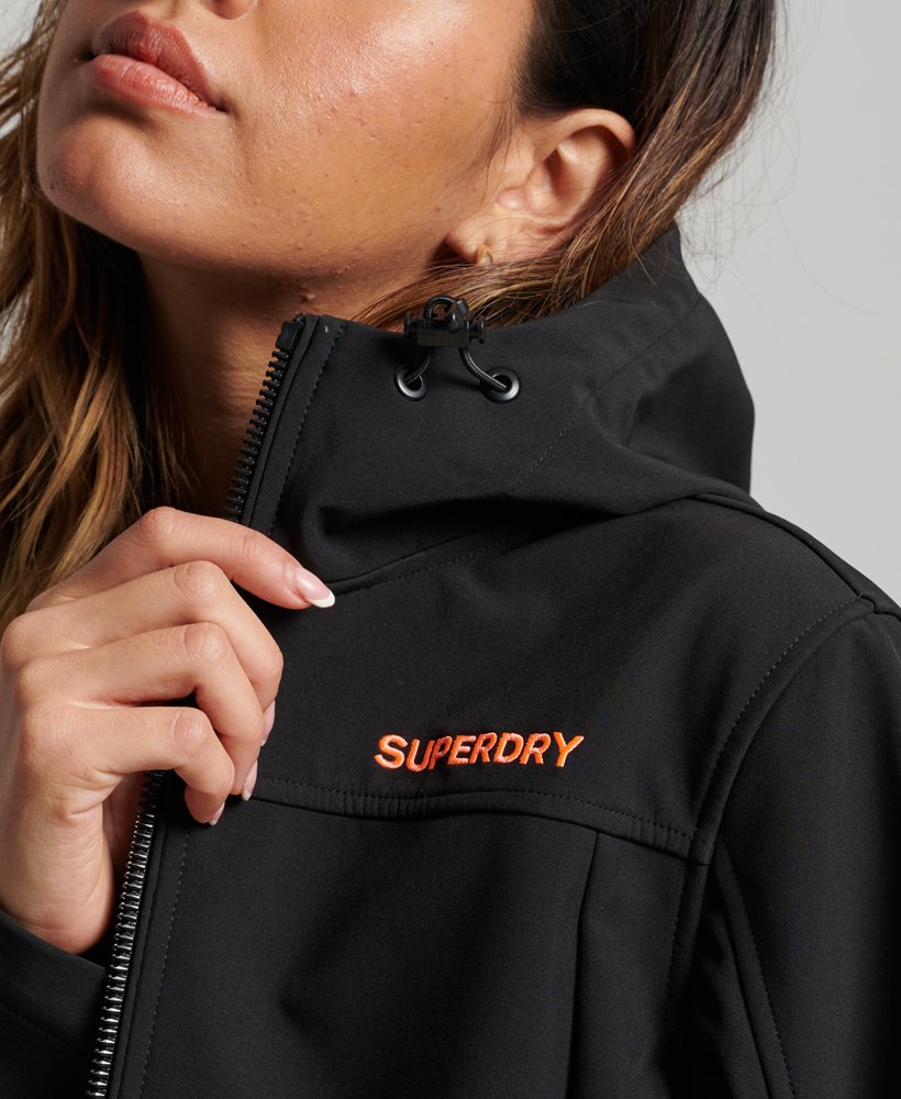 womens CODE Trekker Hooded Softshell Jacket in Black
