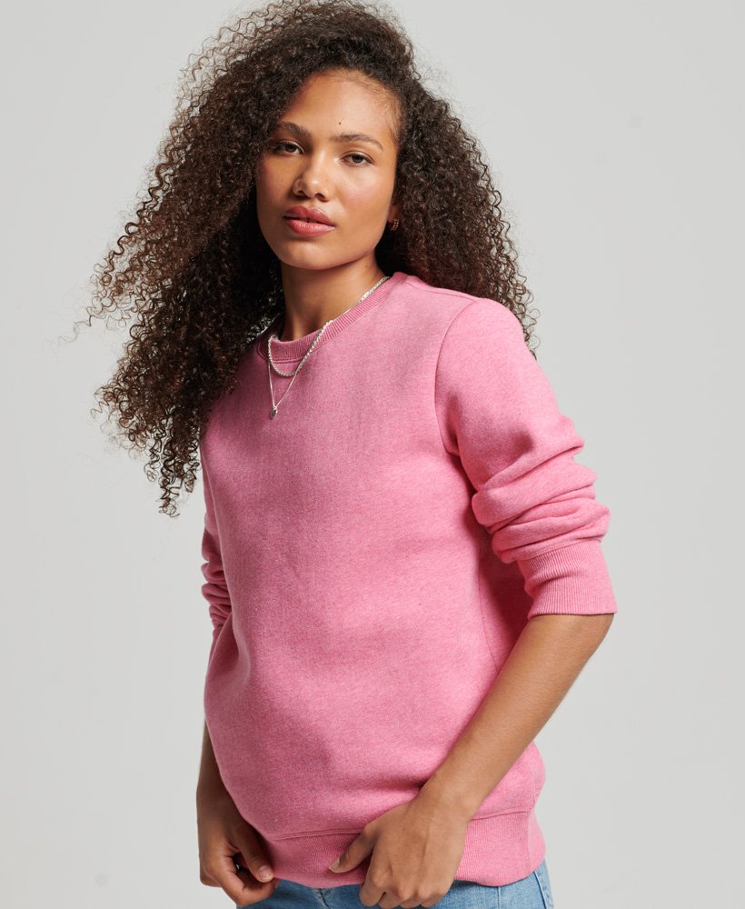 womens Vintage Logo Embroidered Crew Sweatshirt in Blossom Pink