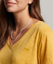 Slub Embroidered V-Neck T-Shirt