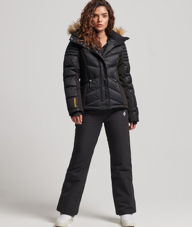 Superdry Black Puffer Jacket Women's Superdry Luxe Snow