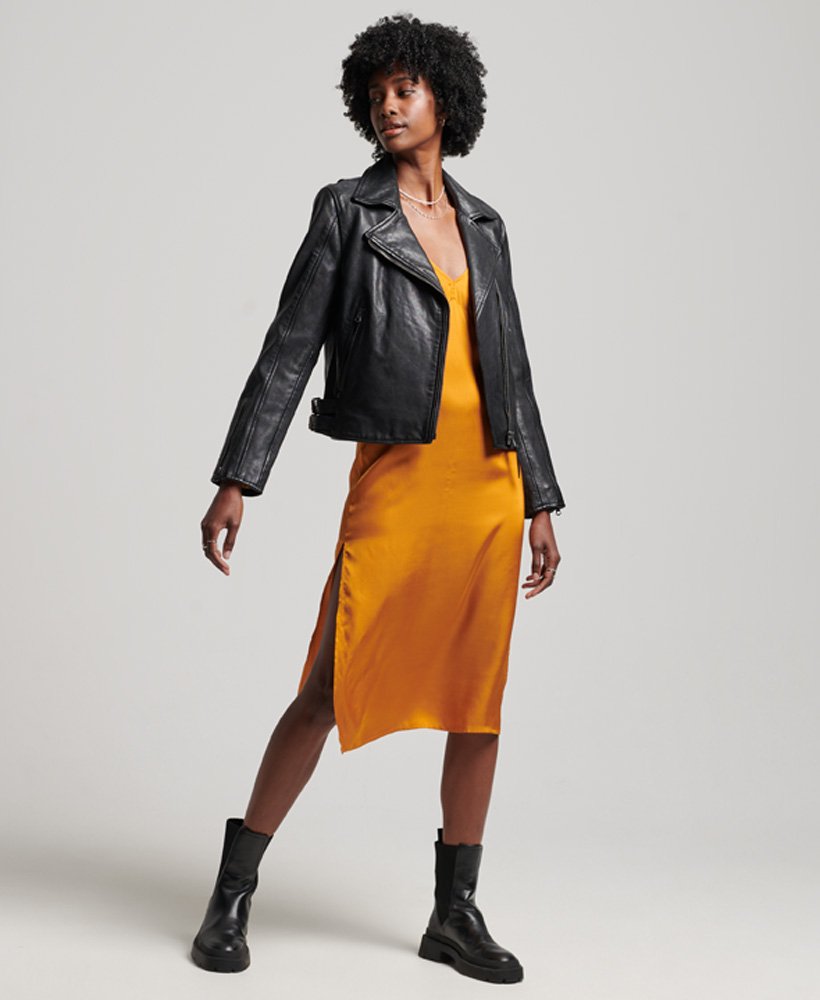 Superdry レザー ウーマン バイカージャケット womens Classic Leather Biker Jacket in Black | Superdry US