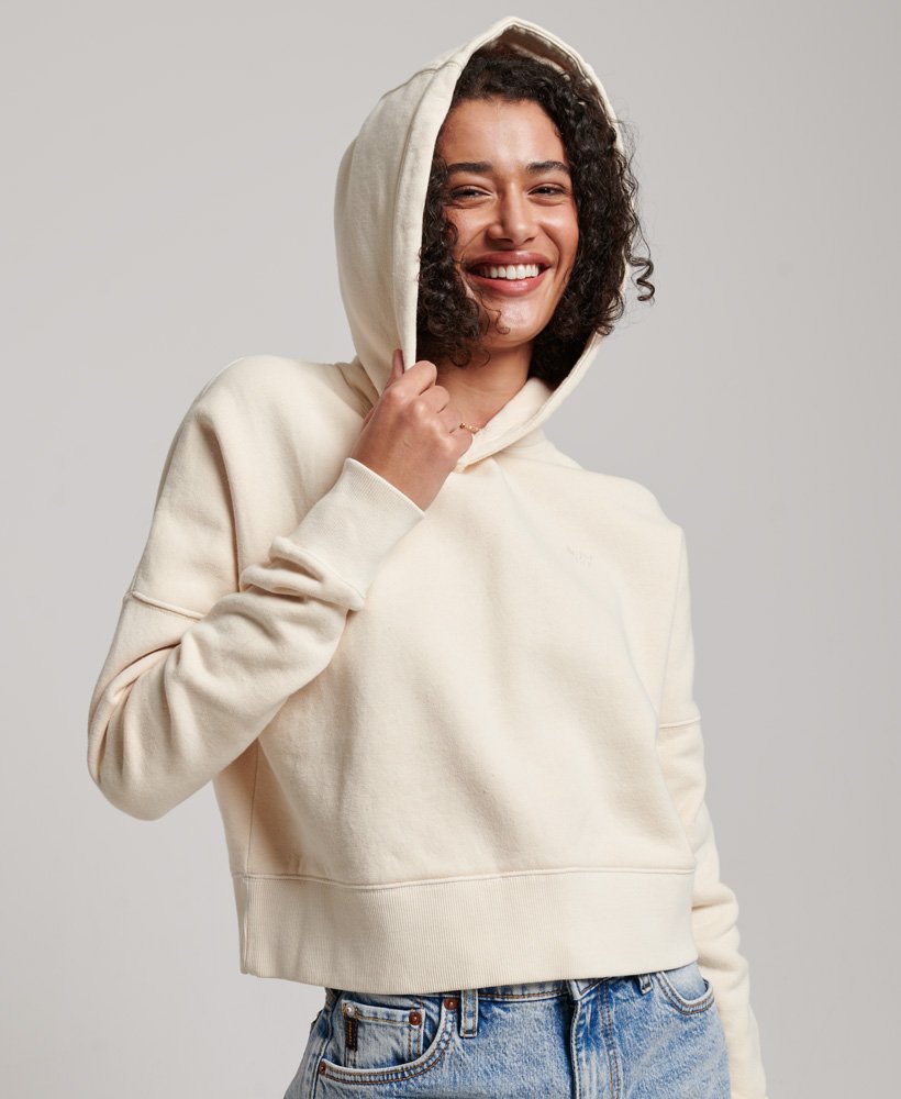 womens Wash Crop Hoodie in OATMEAL | Superdry US
