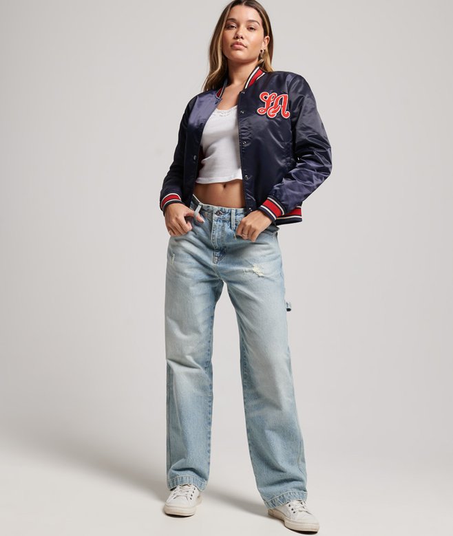 womens Vintage T-Birds Varsity Jacket in Eclipse Navy Superdry CA-EN