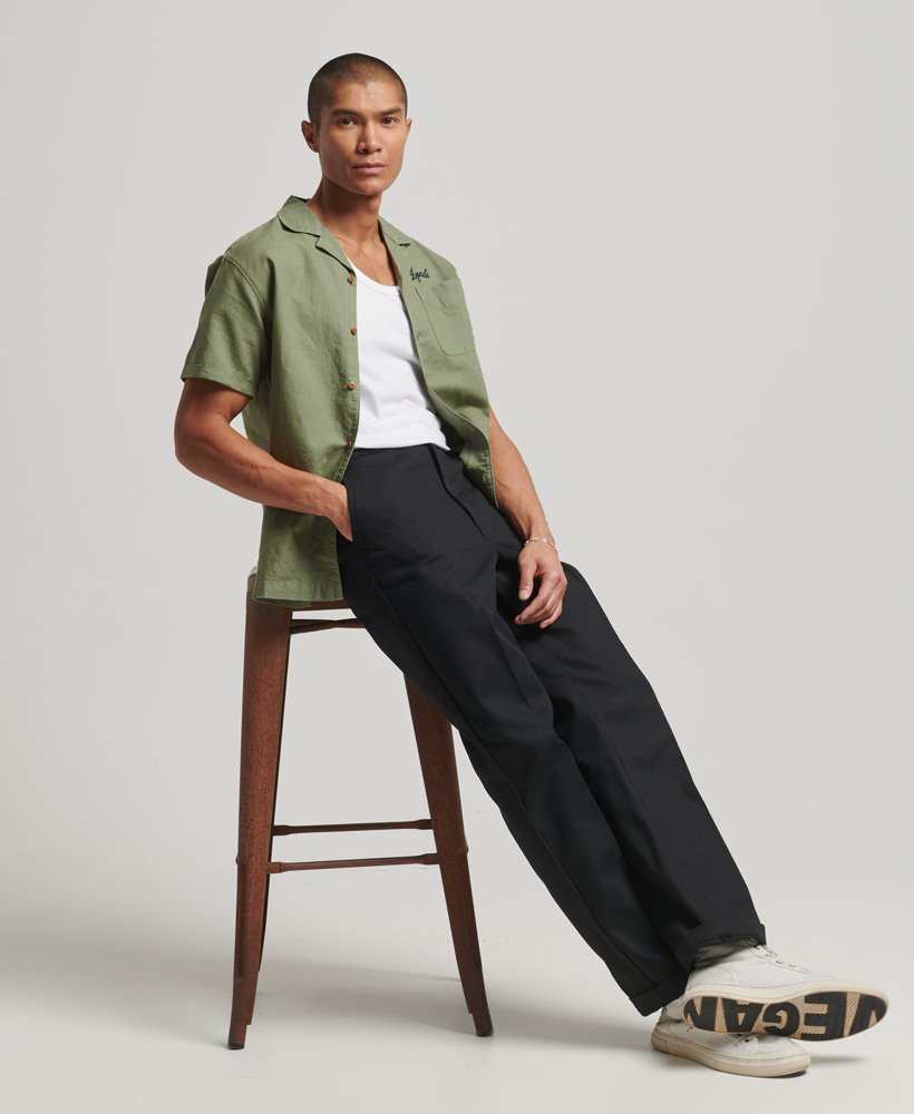 mens Straight Chino Trousers in Black | Superdry US
