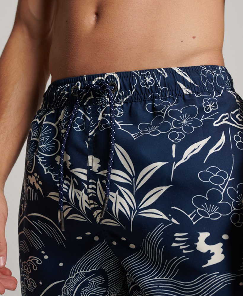 mens Hawaiian Recycled Swim Shorts in Horaizu Indigo