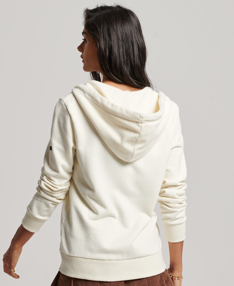 womens Vintage Logo Narrative Zip Hoodie in Off White Marl