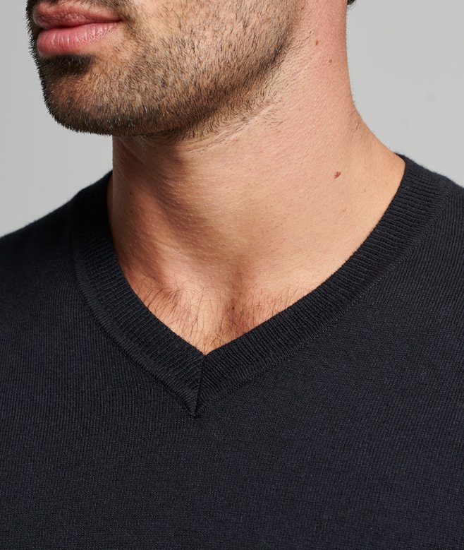 Pull Homme Banana Republic En Cachemire Mélangé - Col V Violet Et Noir - Taille L Occasion Très Bon état