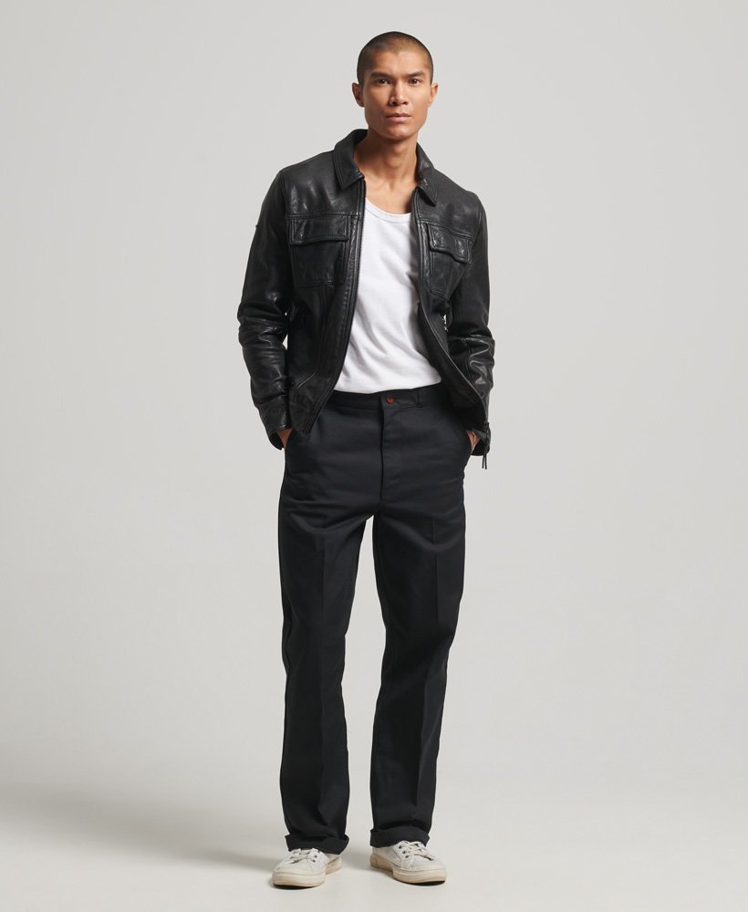 ジャケット・アウター Superdry Men's Seventies Leather Jacket mens 70s Leather Jacket in Black | Superdry US