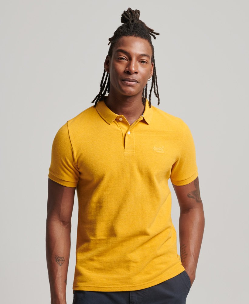 mens Classic Pique Polo Shirt in Turmeric Marl | Superdry UK