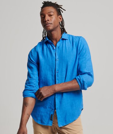 Chemise Homme Superdry En Lin - Modèle SD Vacation Brodé - Coupe Décontractée Manches Courtes