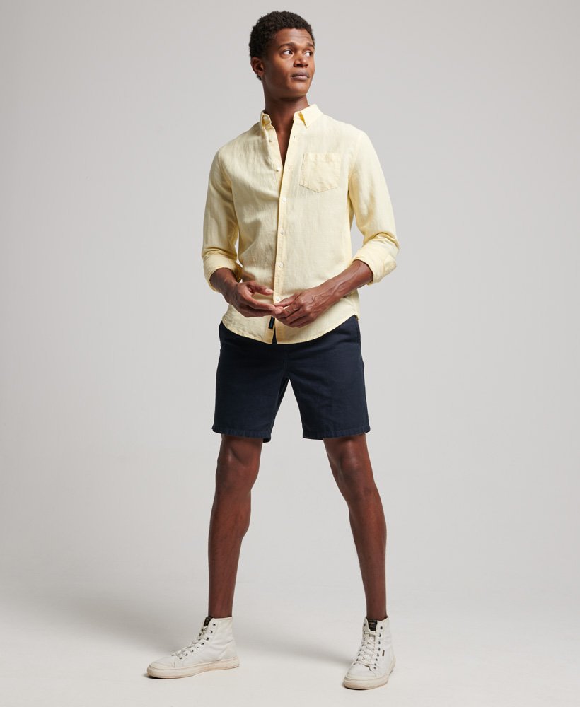 mens Organic Cotton Studios Linen Button Down Shirt in PALE