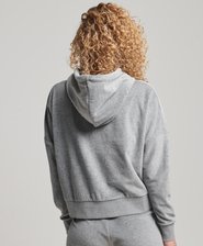 Organic Cotton Vintage Logo Velour Crop Hoodie
