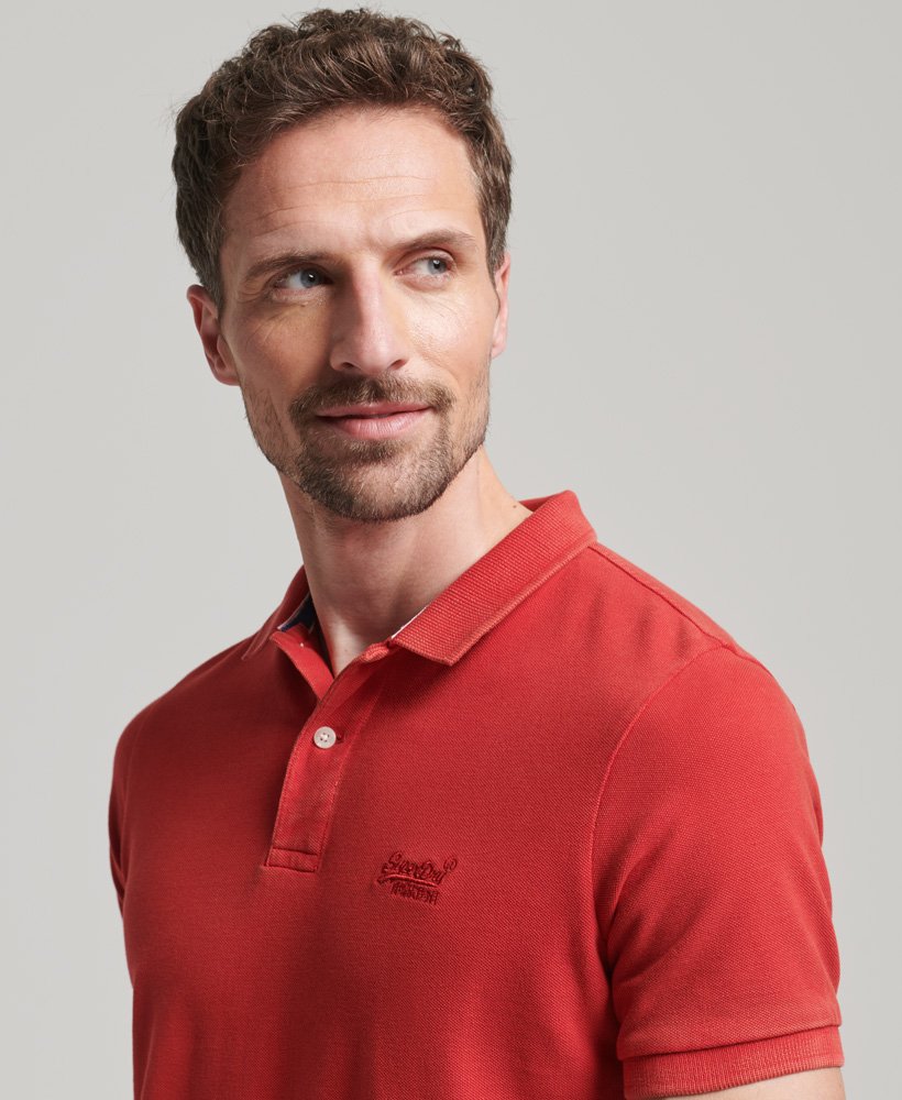 ★DNSR★ Destroyed Dirty Polo Shirt mens Destroyed Polo Shirt in VARSITY RED | Superdry US