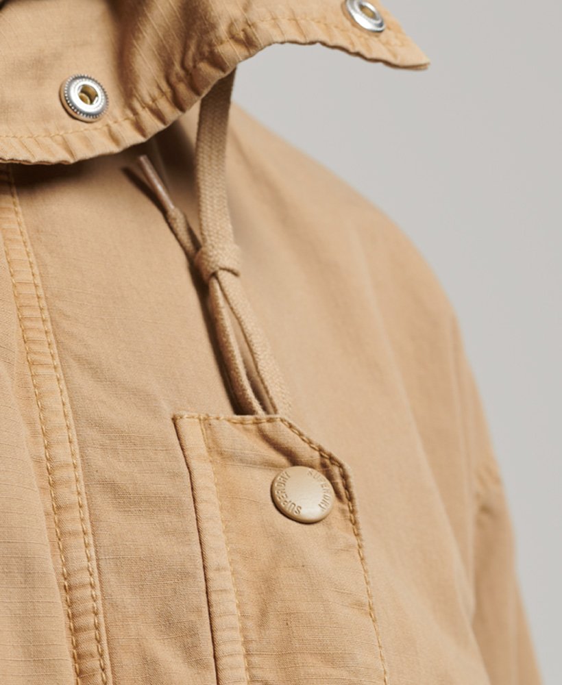 SUPERDRY Hooded Cotton Lined Deck Jacket in Khaki | Endource