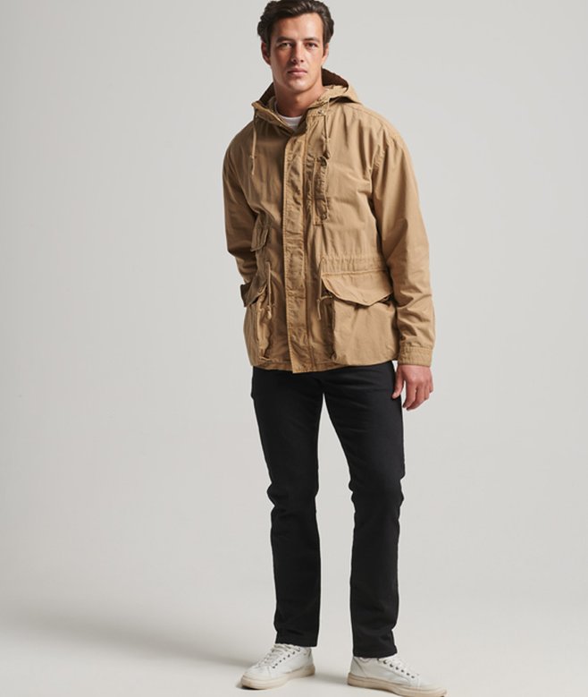 mens Hooded Deck Jacket in Classic Tan Brown Superdry UK