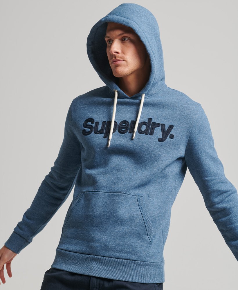 mens Vintage Core Logo Classic Hoodie in Vintage Denim Blue Grit
