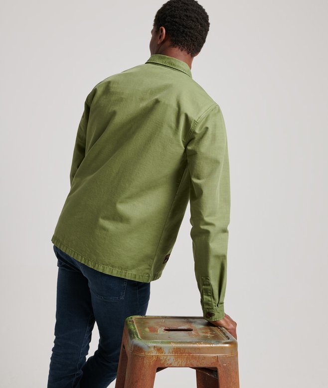 Chemise Superdry Surdimensionnée Vert Kaki Taille L - Occasion Très Bon état, Manches Longues