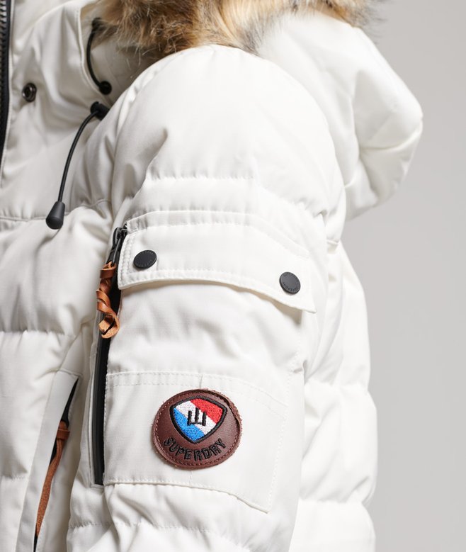 womens Premium Down Boyfriend Coat in ECRU Superdry UK