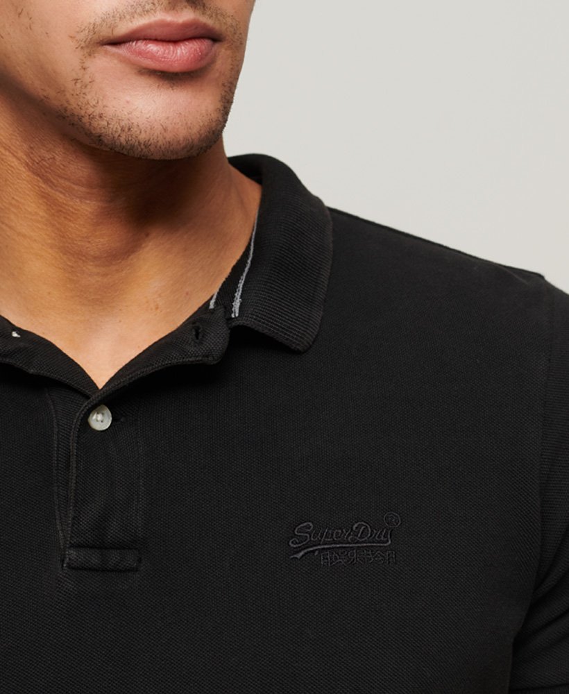 mens Destroyed Polo Shirt in Black | Superdry CA-EN