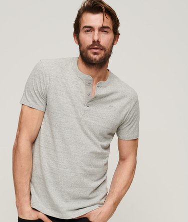 Organic Cotton Vintage Logo Embroidered Henley Top Image 1