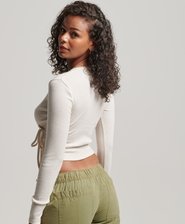 Lace Long Sleeve Wrap Top