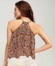 Bluzka na ramiączkach z falbanką i nadrukiem